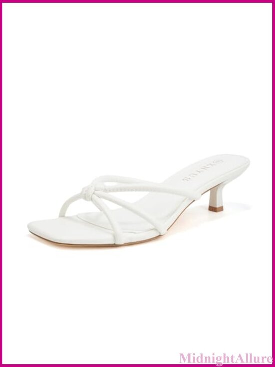 Shoes - Spaghetti Strap Square Open Toe Kitten Heel Mule Sandals